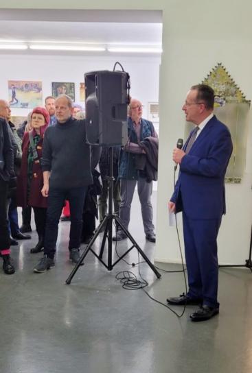 Andreas Ewert Fotokunst, 2023, mit Albert Käuflein Bürgermeister der Stadt Karlsruhe, Ausstellung in Karlsruhe BKV